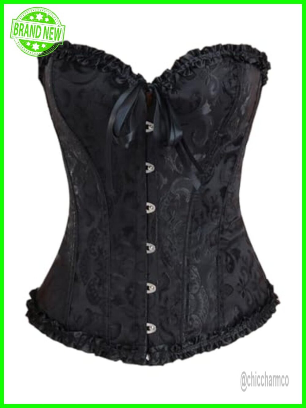 Lace Up Overbust Corset Top Steel Boned Waist Trainer Bodysuit